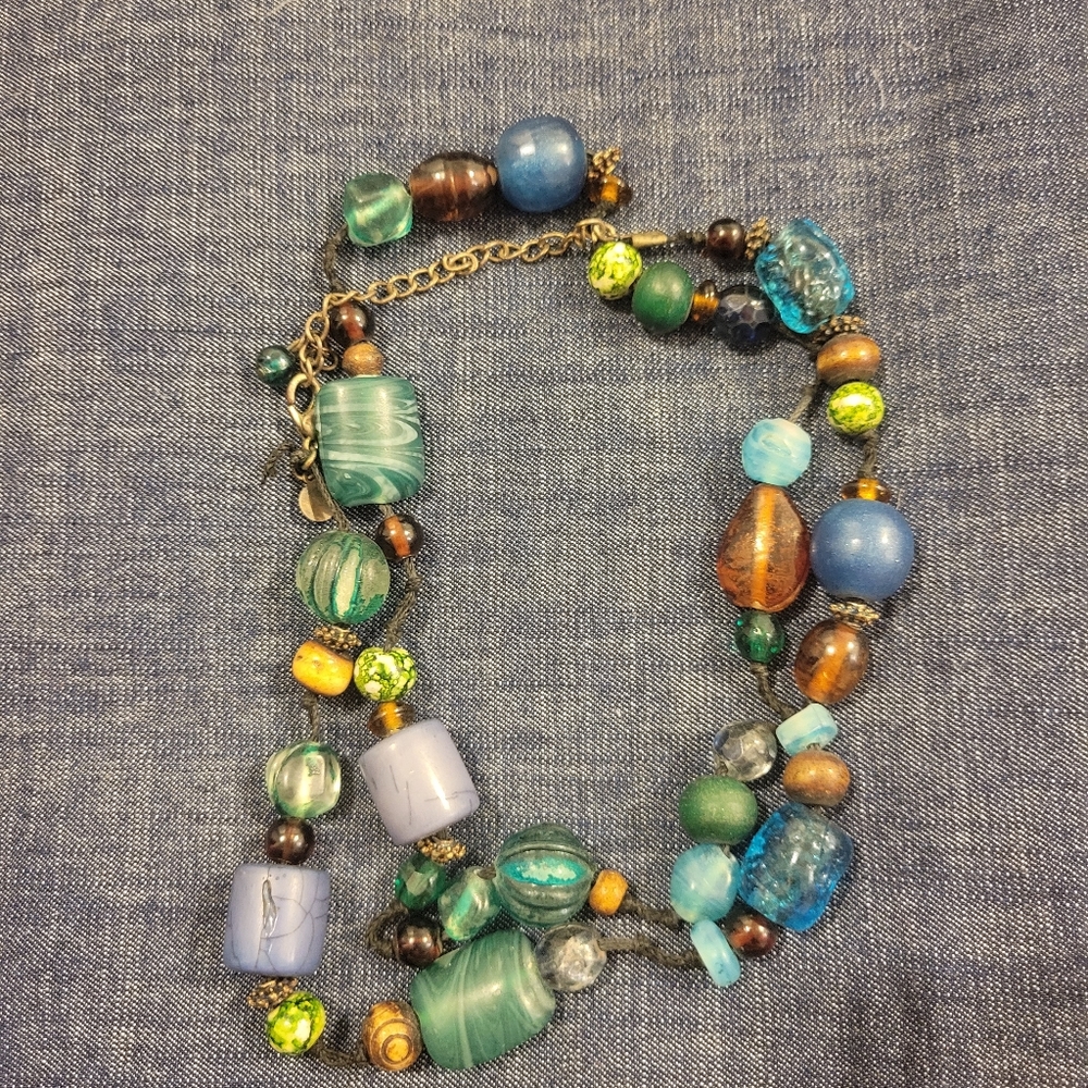 Blue Bead Long Necklace
